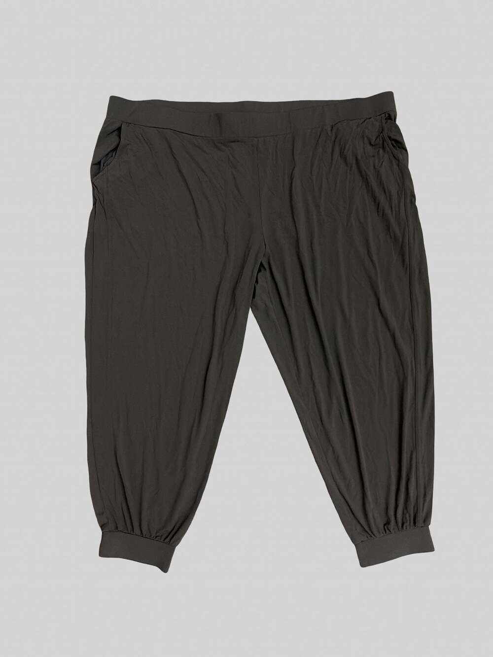 Lisa Rinna Collection Women's 3X Jersey Knit Jogger Pants, Charcoal Gray
